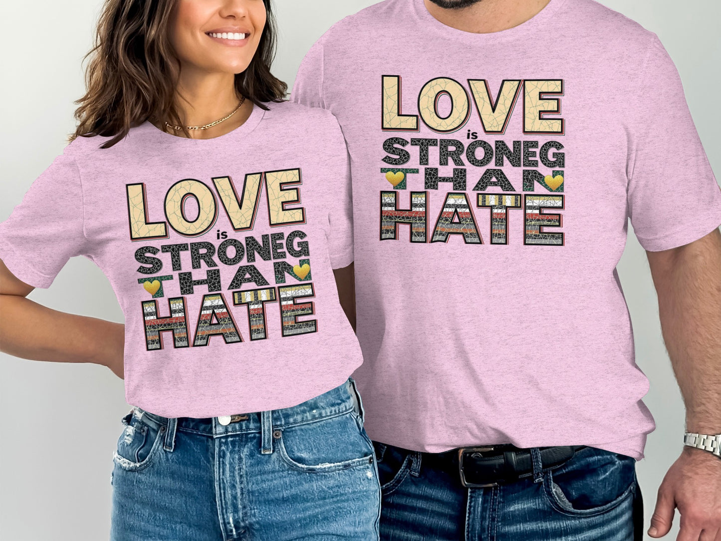 Love is Stronger Than Hate Message T-Shirt Product
