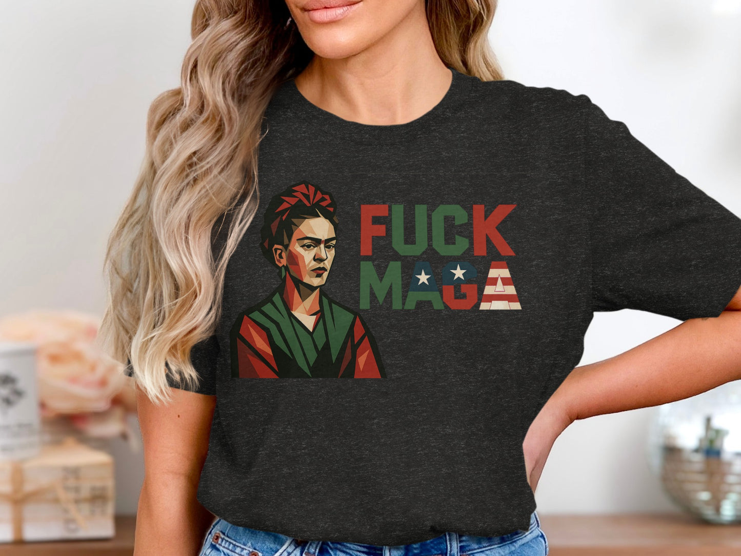 Fuck Maga Frida Kahlo Art Statement Shirt product