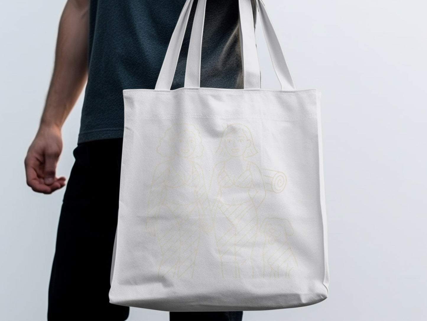Artistic Women and Dog Design Tote Bag product