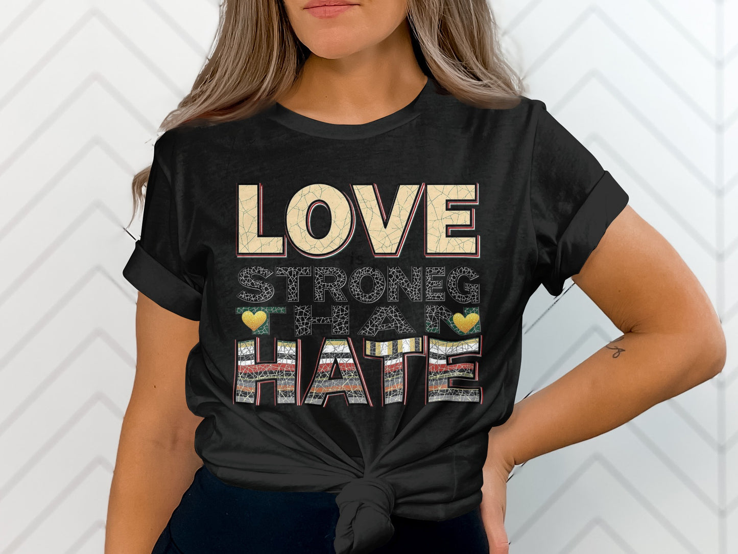 Love Stronger Than Hate Graphic Tee Shirt product type