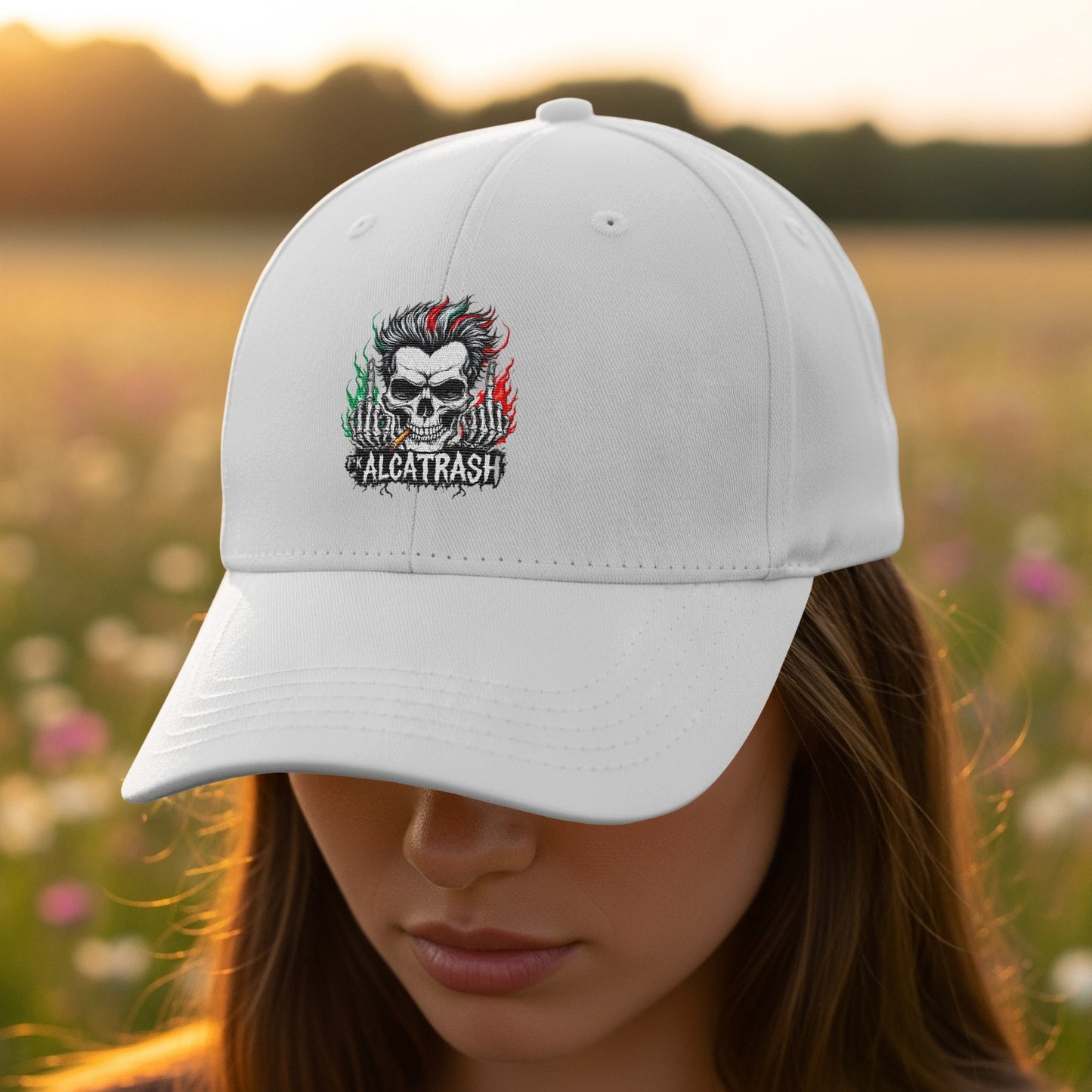 Skull Design Alcatrash Unisex Embroidered Cap product