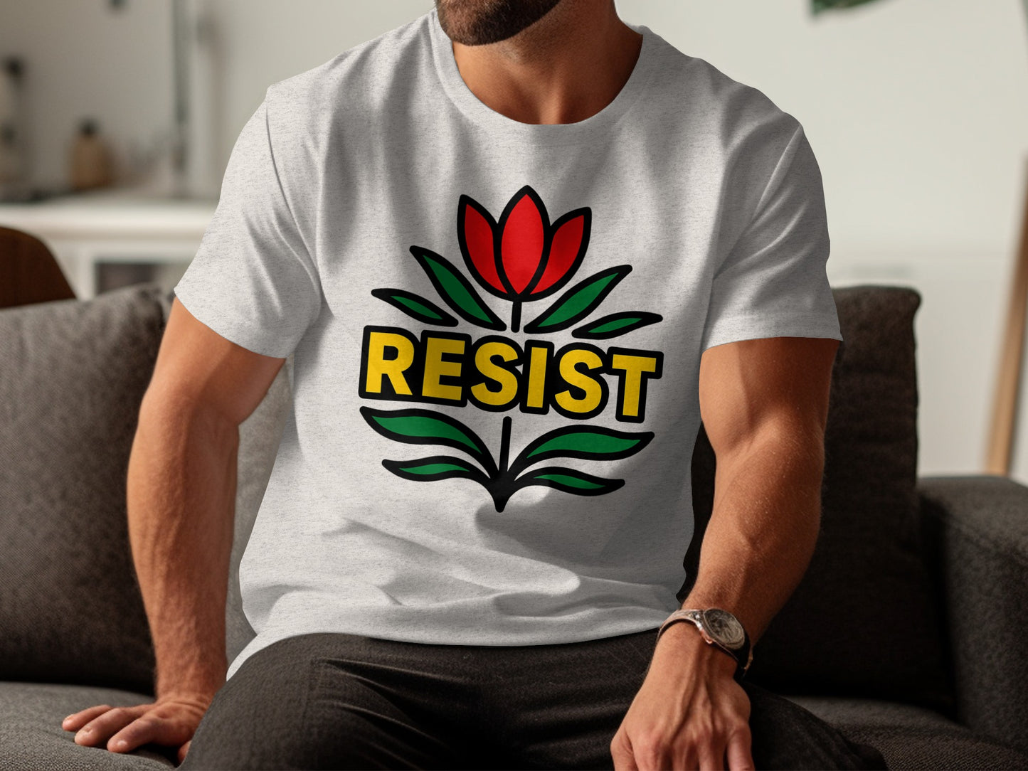 Bold Red Flower Resist Graphic Unisex T-Shirt product type