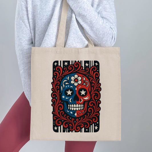 Colorful Sugar Skull Pattern Tote Bag product