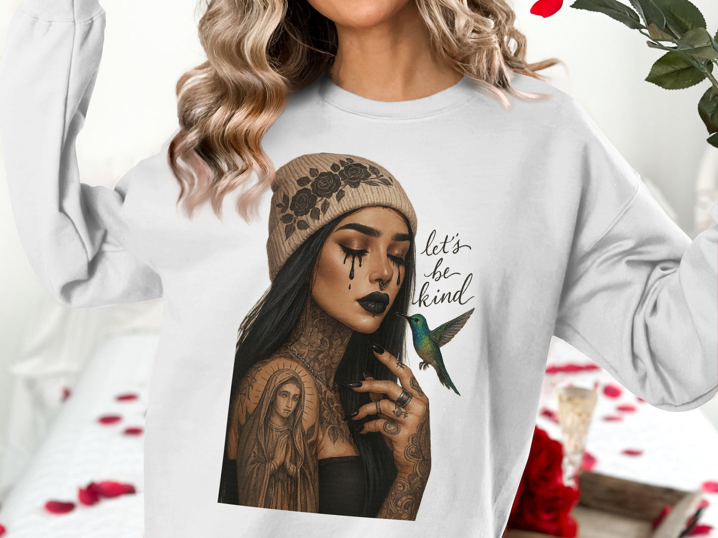 Let's Be Kind Print Sweatshirt in Sad Girl product type