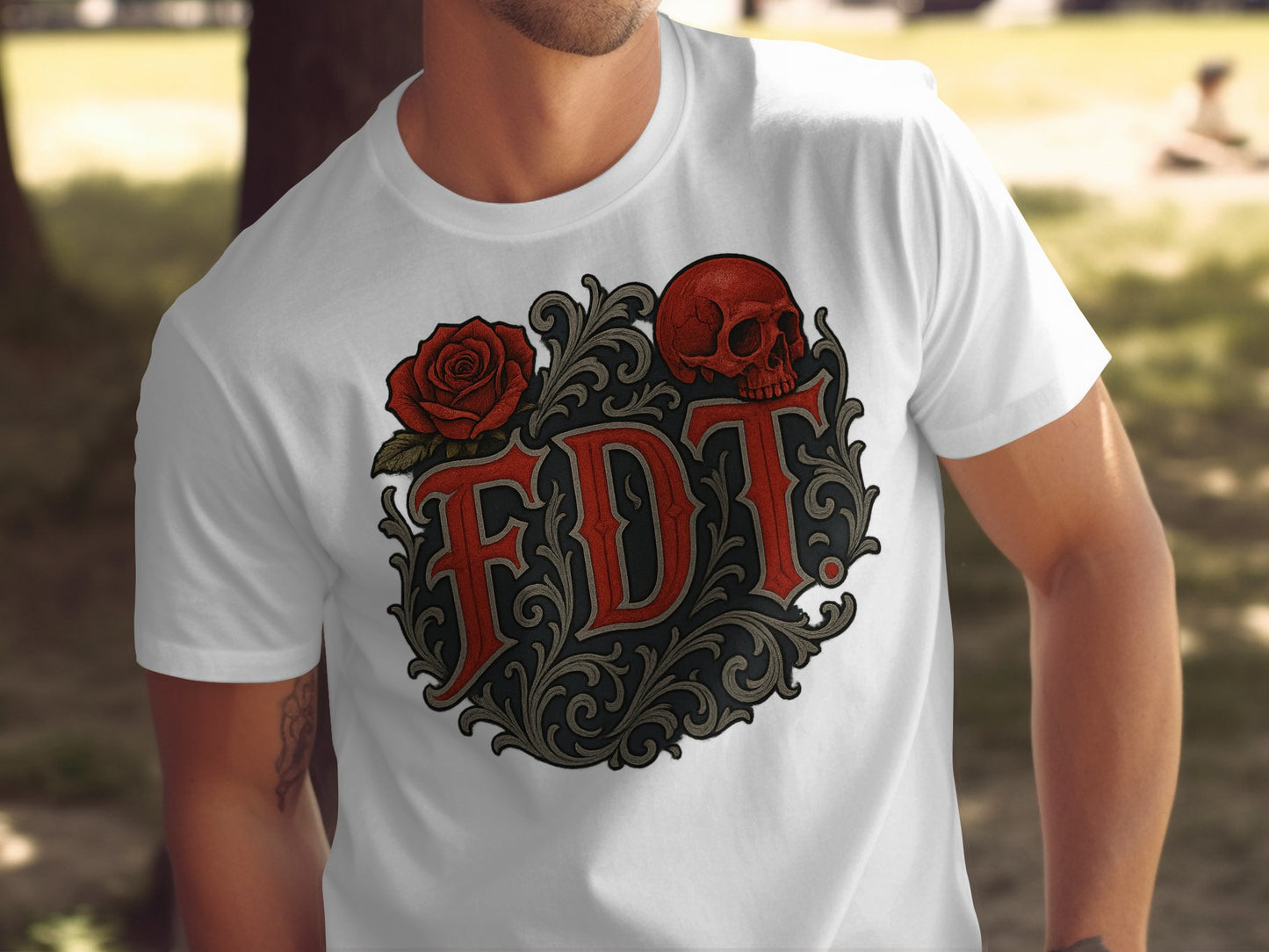 Skull Rose FDT Graphic Design Casual Wear T-shirt Product