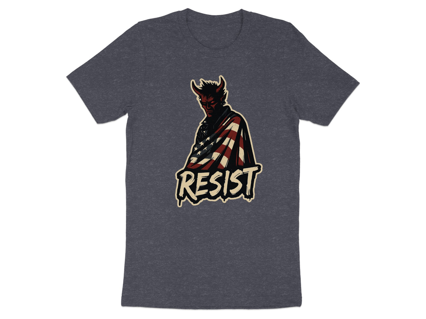 Resist Devil with American Flag Graphic T Shirt product