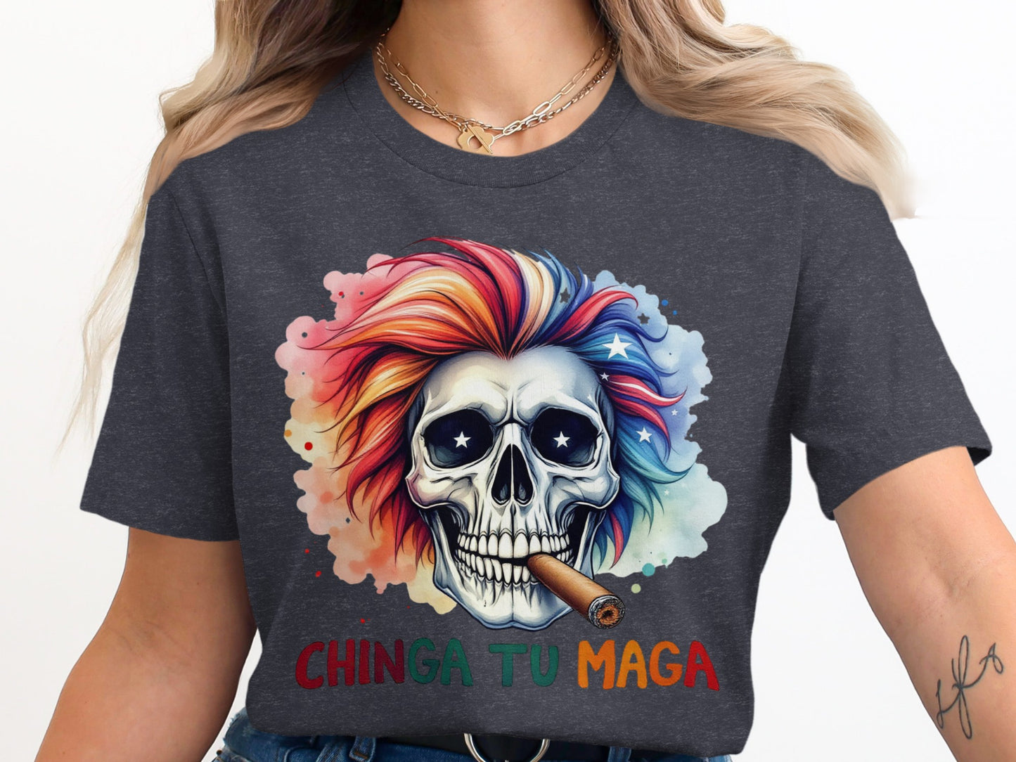 Chinga Tu Maga Skull Art Graphic T-Shirt product type