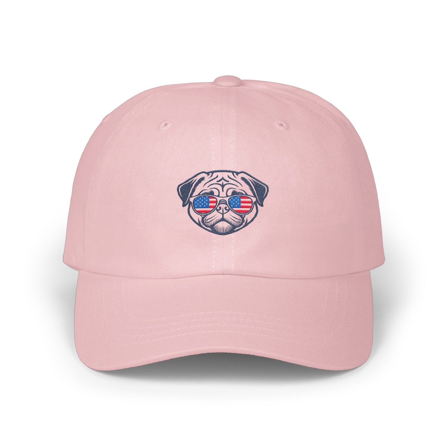 Cute Pug with American Flag Sunglasses Hat product type
