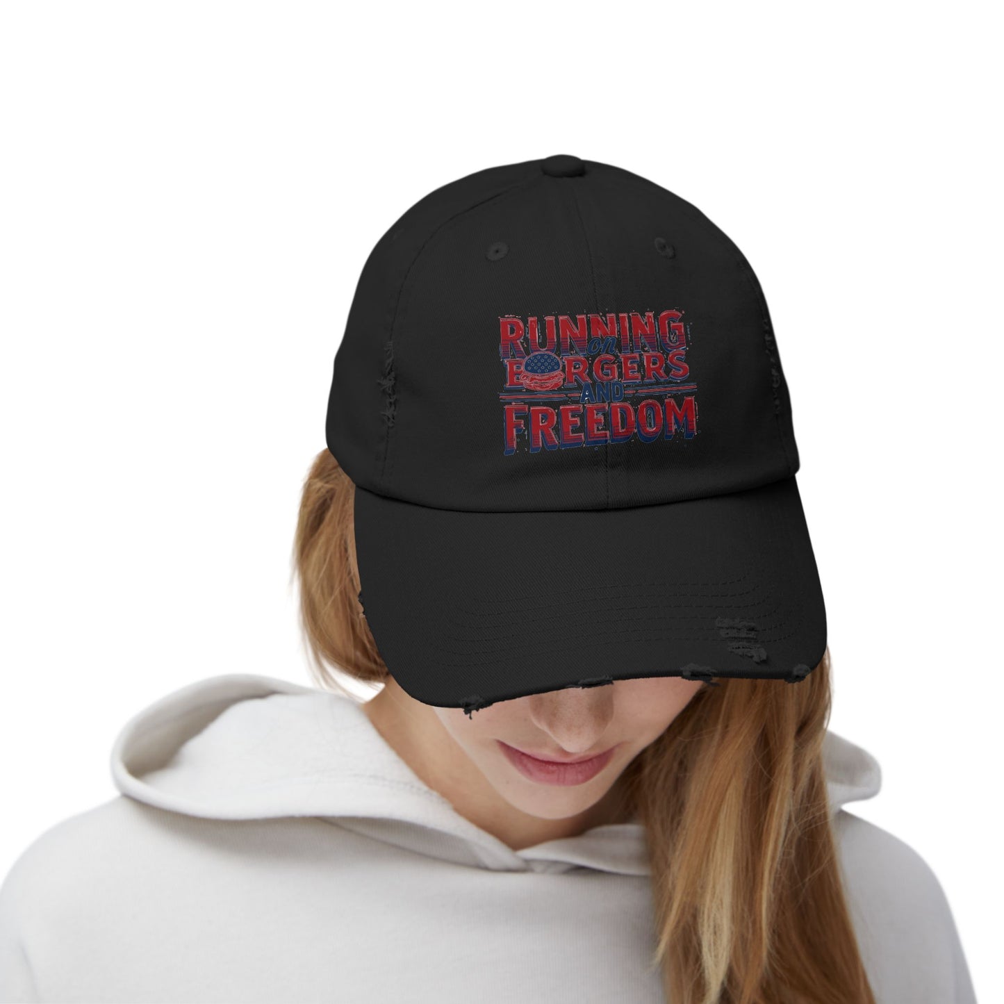 Unisex Distressed Cap - Running for Freedom Vintage Style Hat