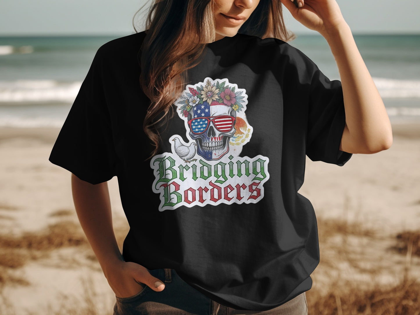 Bridging Borders Skull Graphic Casual Unisex T-shirt product