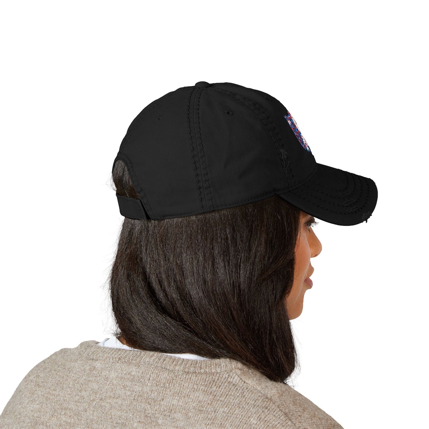 4th of July Hat Distressed Cat Dad Hat with Embroidery | Casual Fashion, Gifts for Cat Lovers, Outdoor Style, Father's Day, Everyday Wear