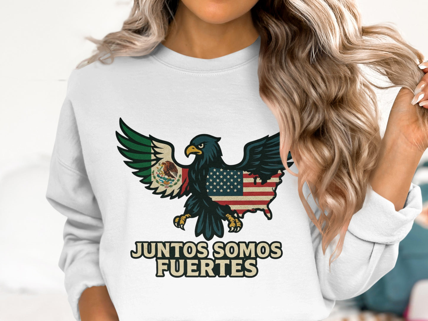 Juntos Somos Fuertes Eagle USA Mexico Sweatshirt product type