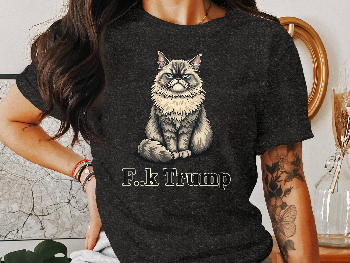 F.k Trump Angry Cat Graphic Tee Shirt product type