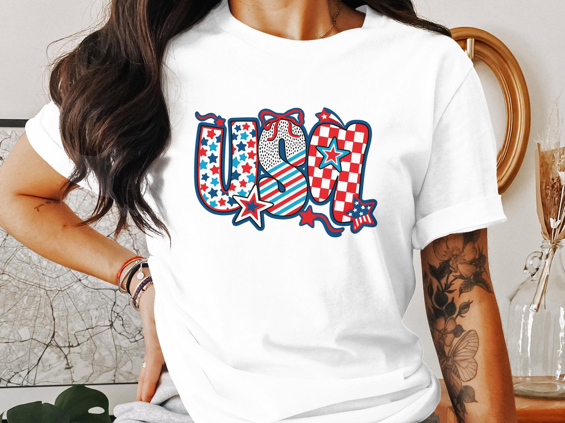 USA Patriotic Stars Stripes Design T-shirt product type
