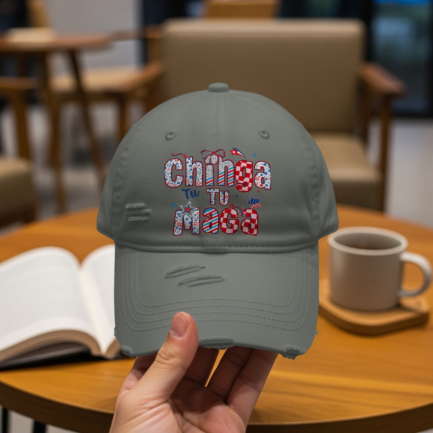 Chinga Tu Maga Text with America Flag Design Cap product