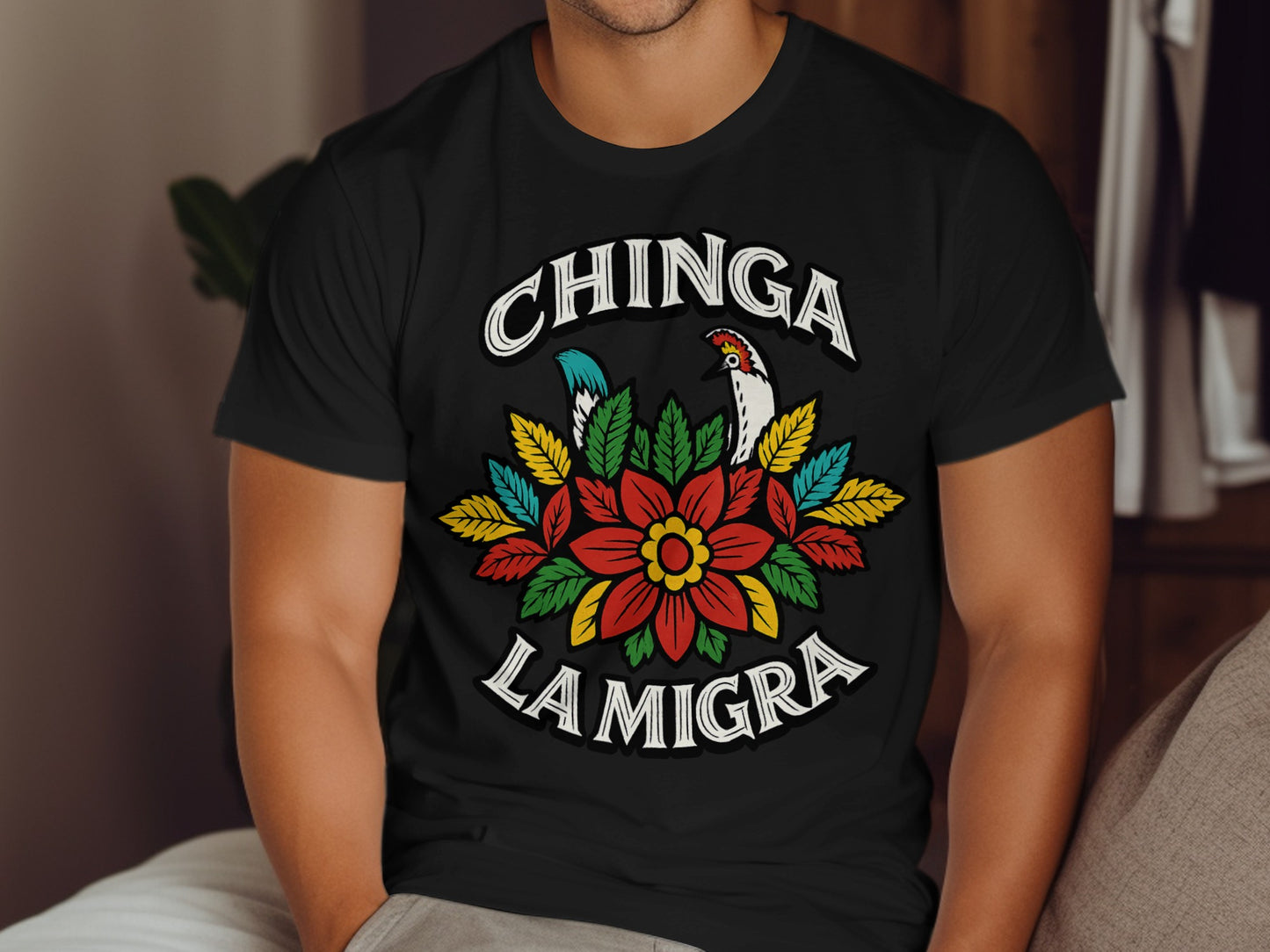 Chinga La Migra Floral Graphic Statement T-Shirt product type
