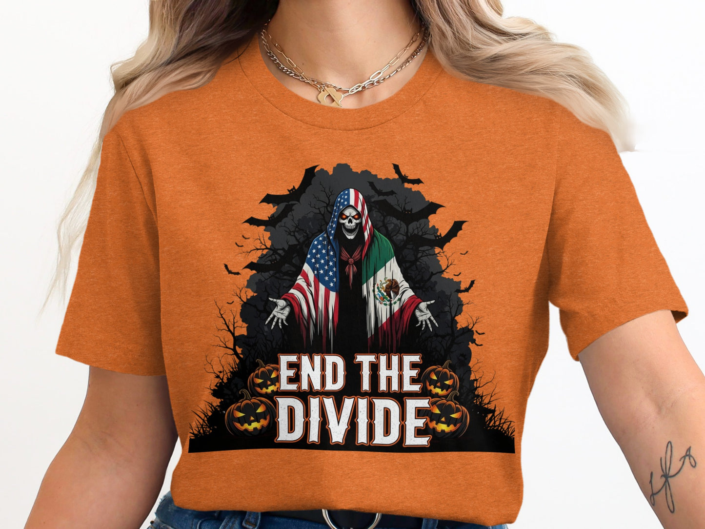 End The Divide Halloween Theme Graphic T-Shirt