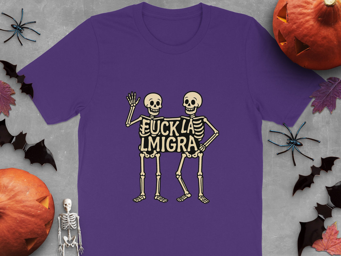 Halloween Skeletons Purple Graphic T-Shirt product type