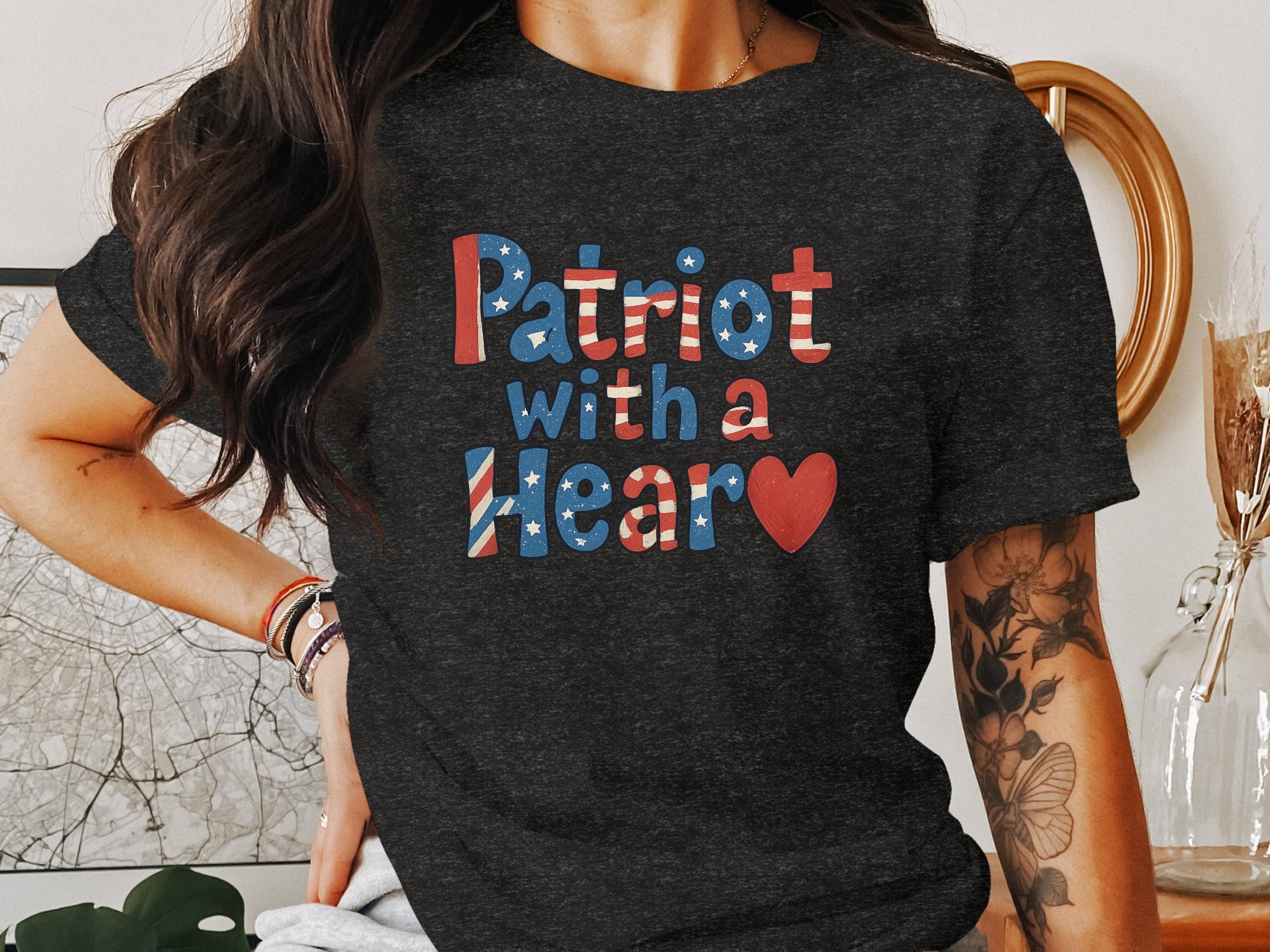 Patriot with a Heart Graphic Tee Shirt product type