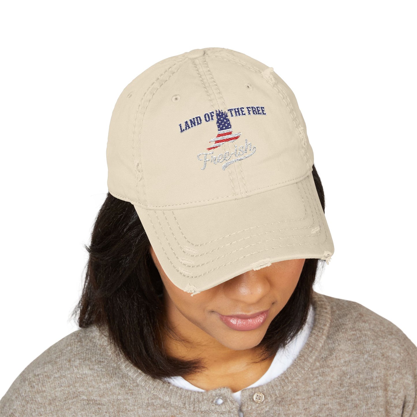 4th of July Hat Distressed Cat Dad Hat with Embroidery | Casual Fashion, Gifts for Cat Lovers, Outdoor Style, Father's Day, Everyday Wear