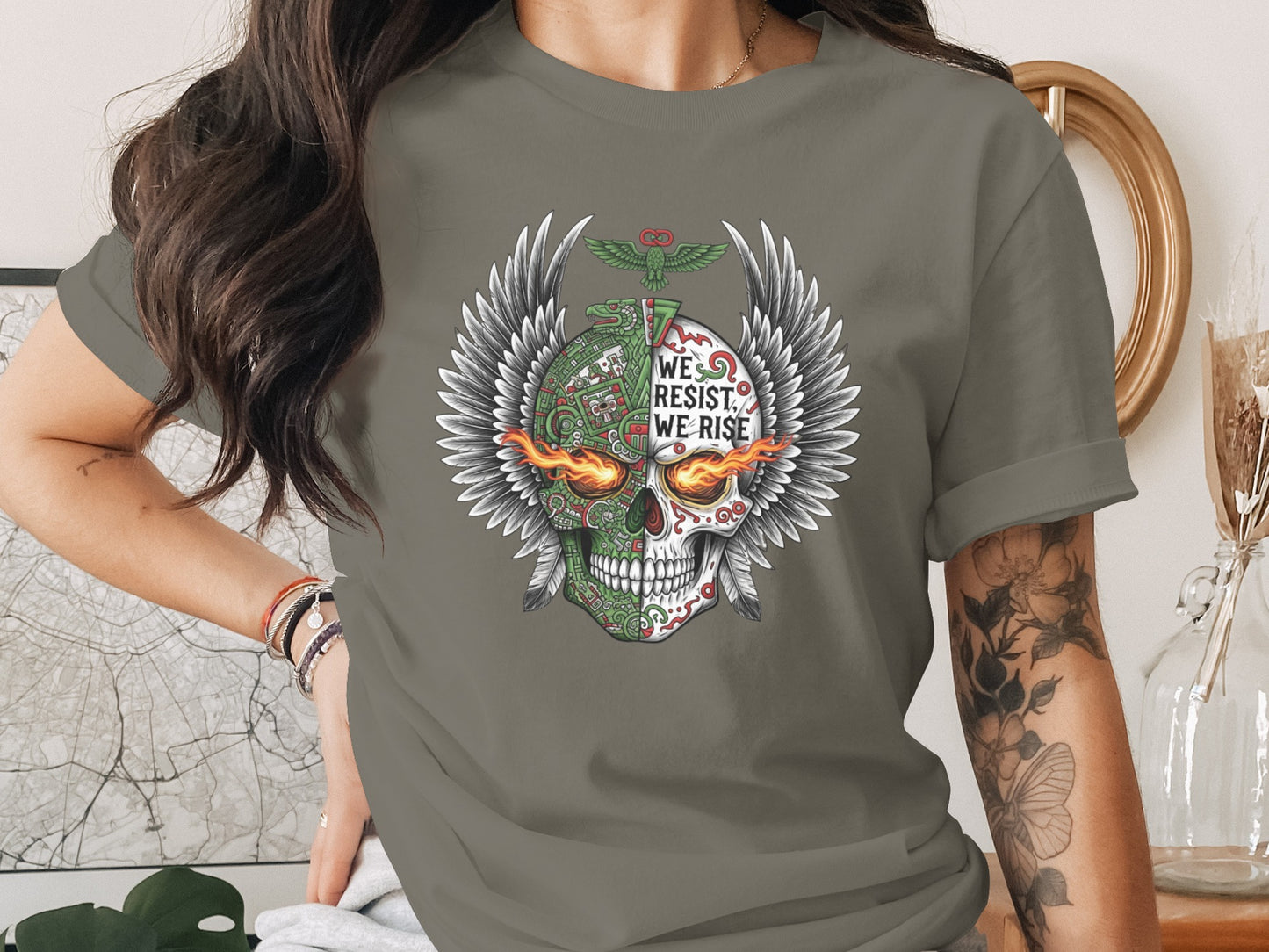 We Resist We Rise Skull Winged Graphic Tee product
