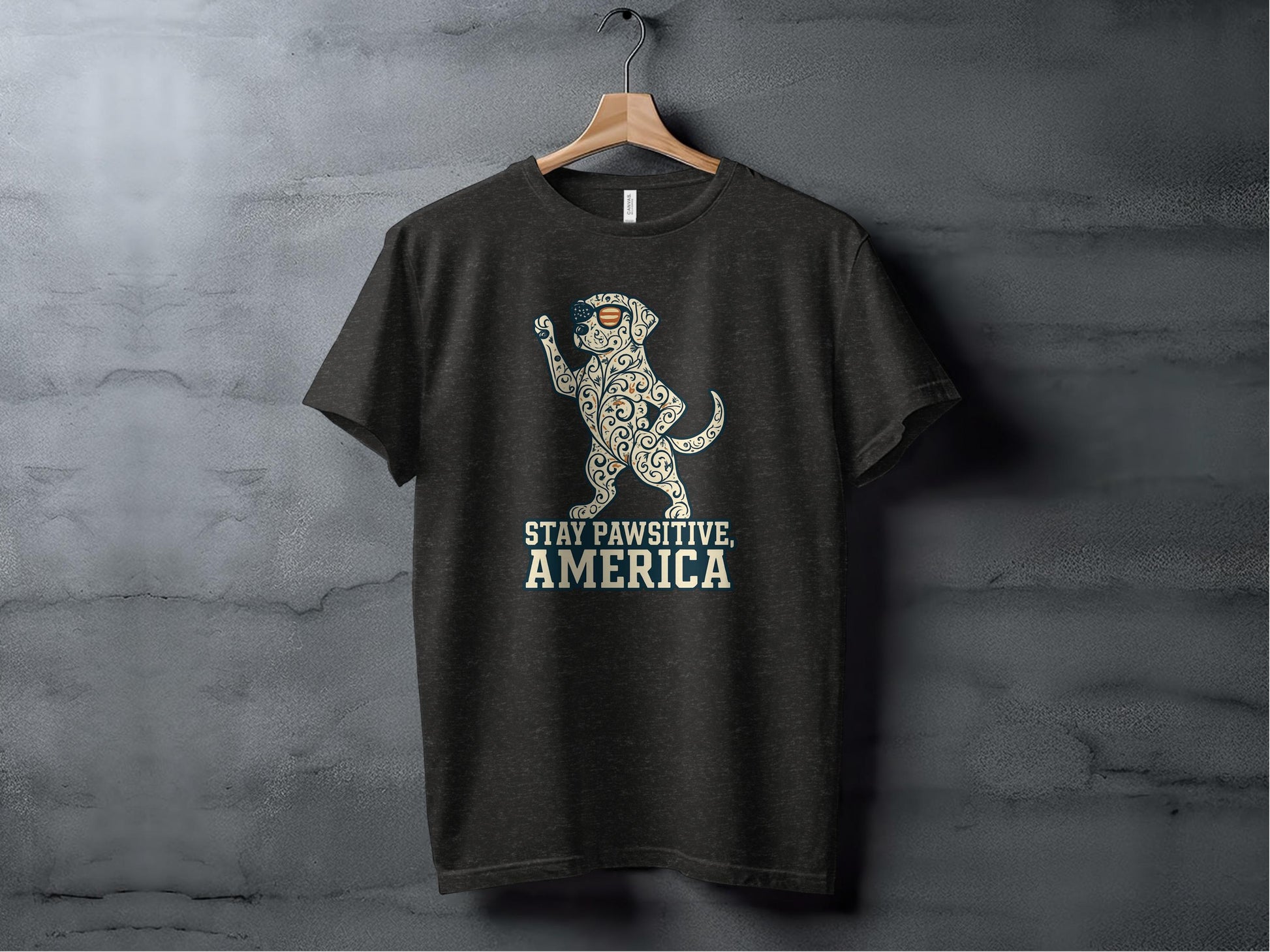 Stay Pawsitive America Graphic Tee Shirt product type