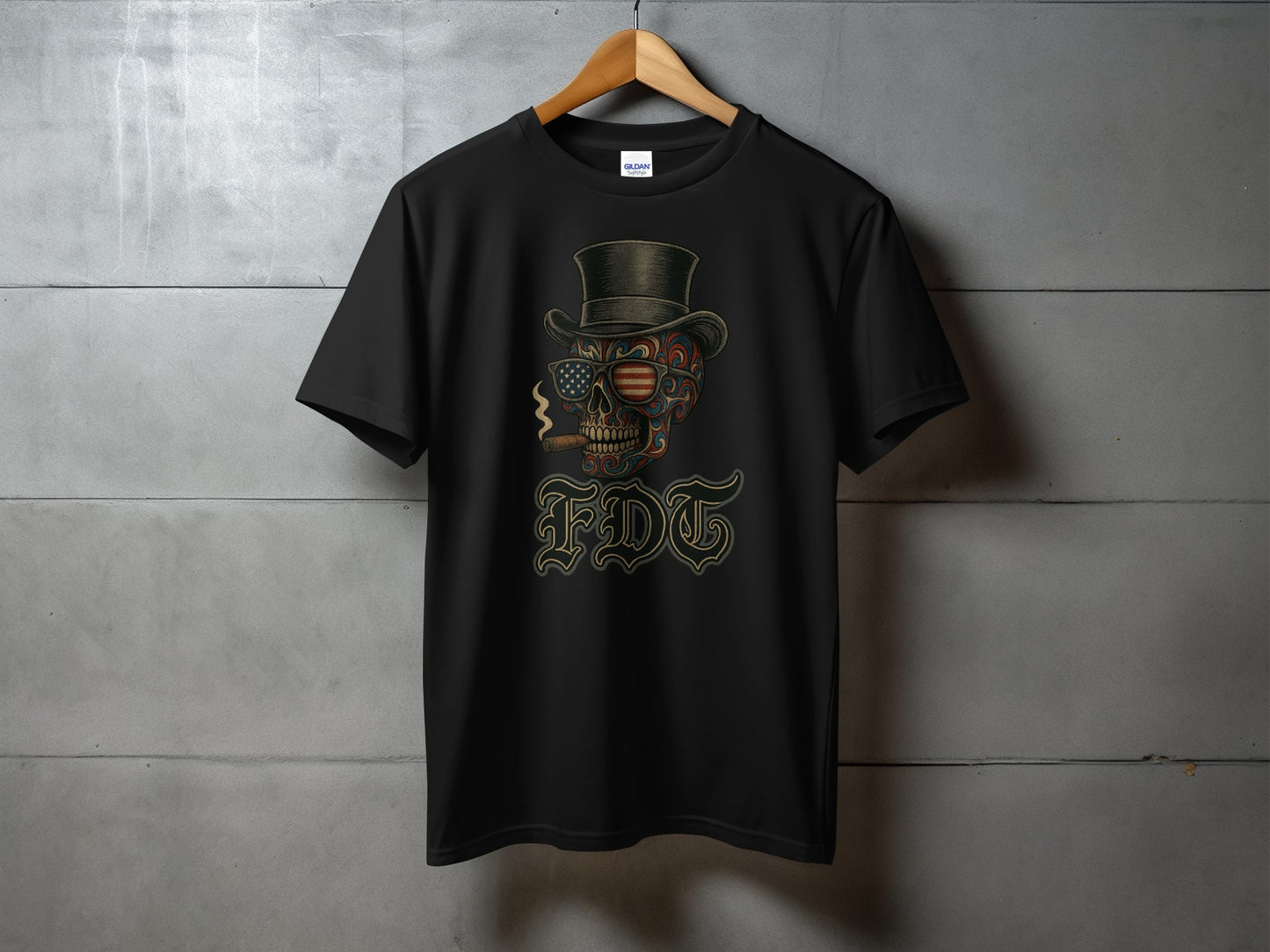 Skull Smoking Cigar with EDC Design T-shirt product type