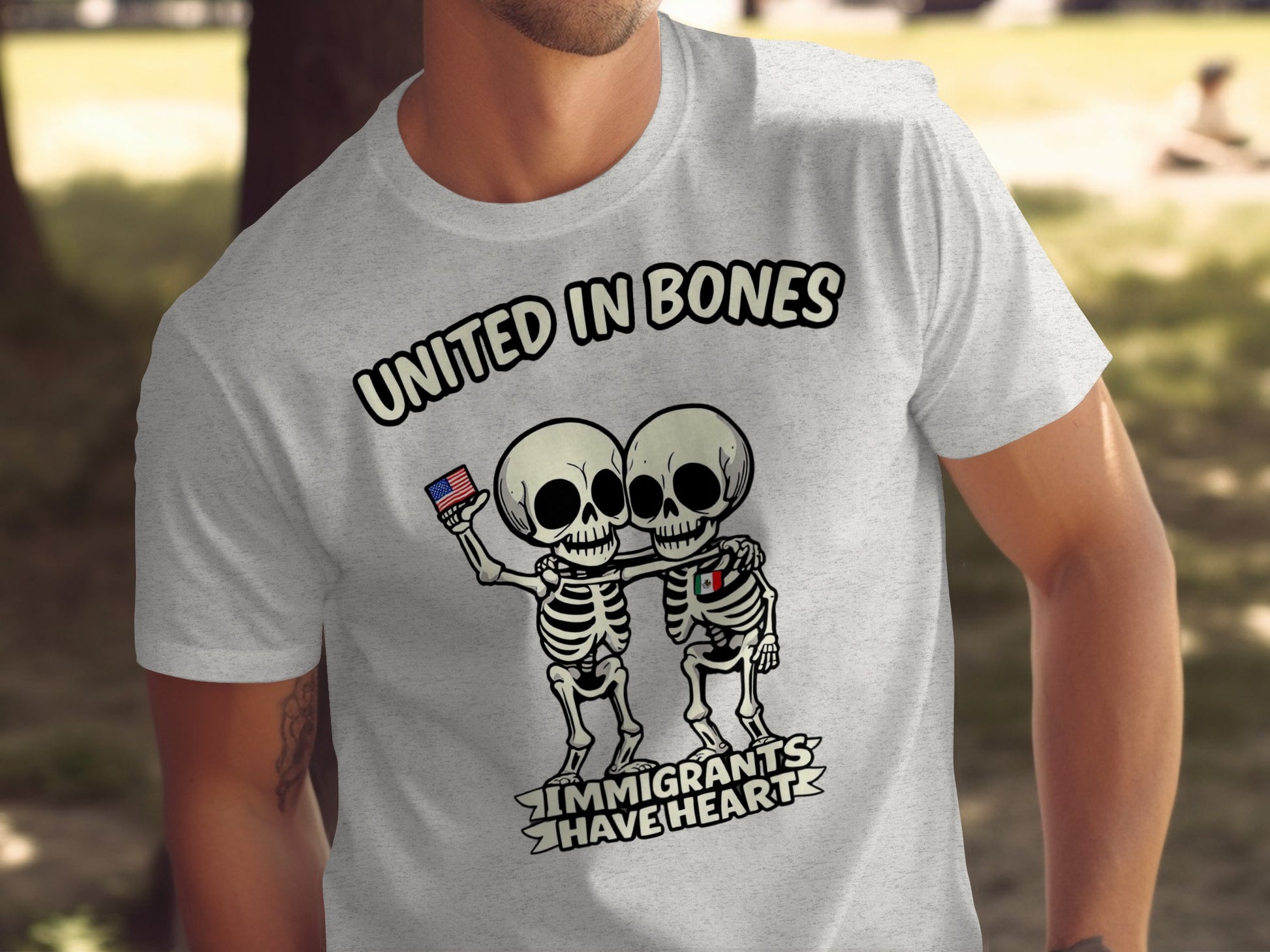 United In Bones Immigrants Have Heart graphic t-shirt product
