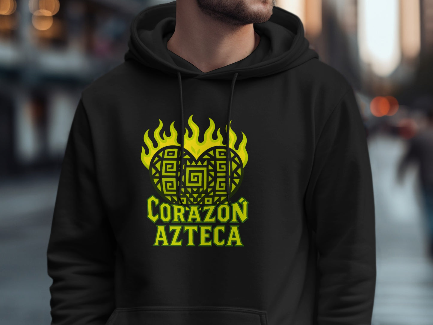 Corazón Azteca Black Graphic Hoodie Stylish Clothing product