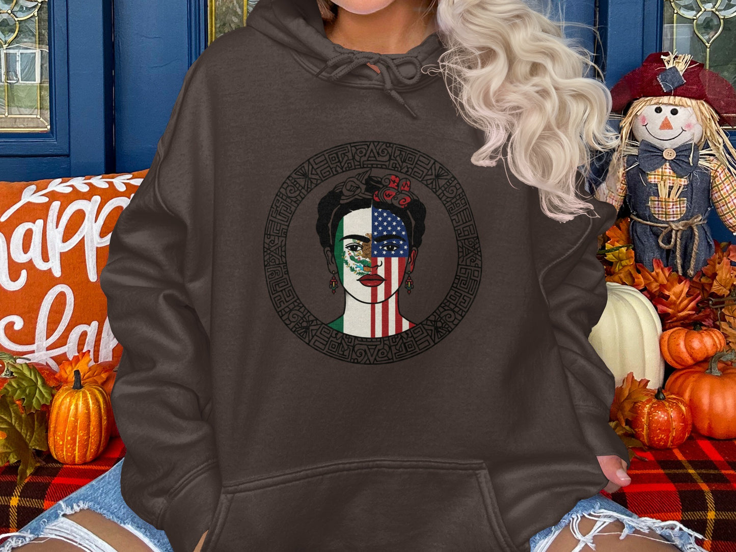 Unique Dual Face Art Hoodie with American Flag product type