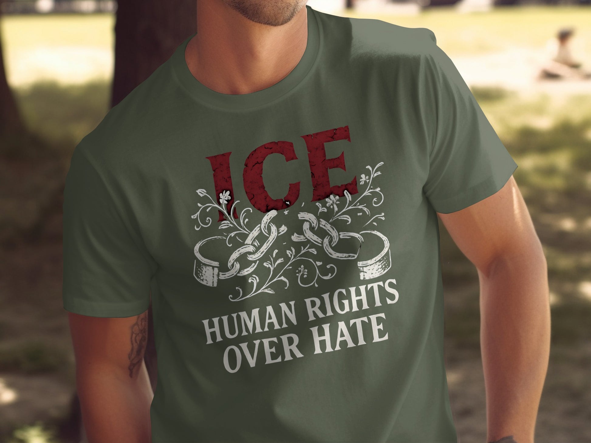 ICE Human Rights Over Hate Graphic T Shirt product
