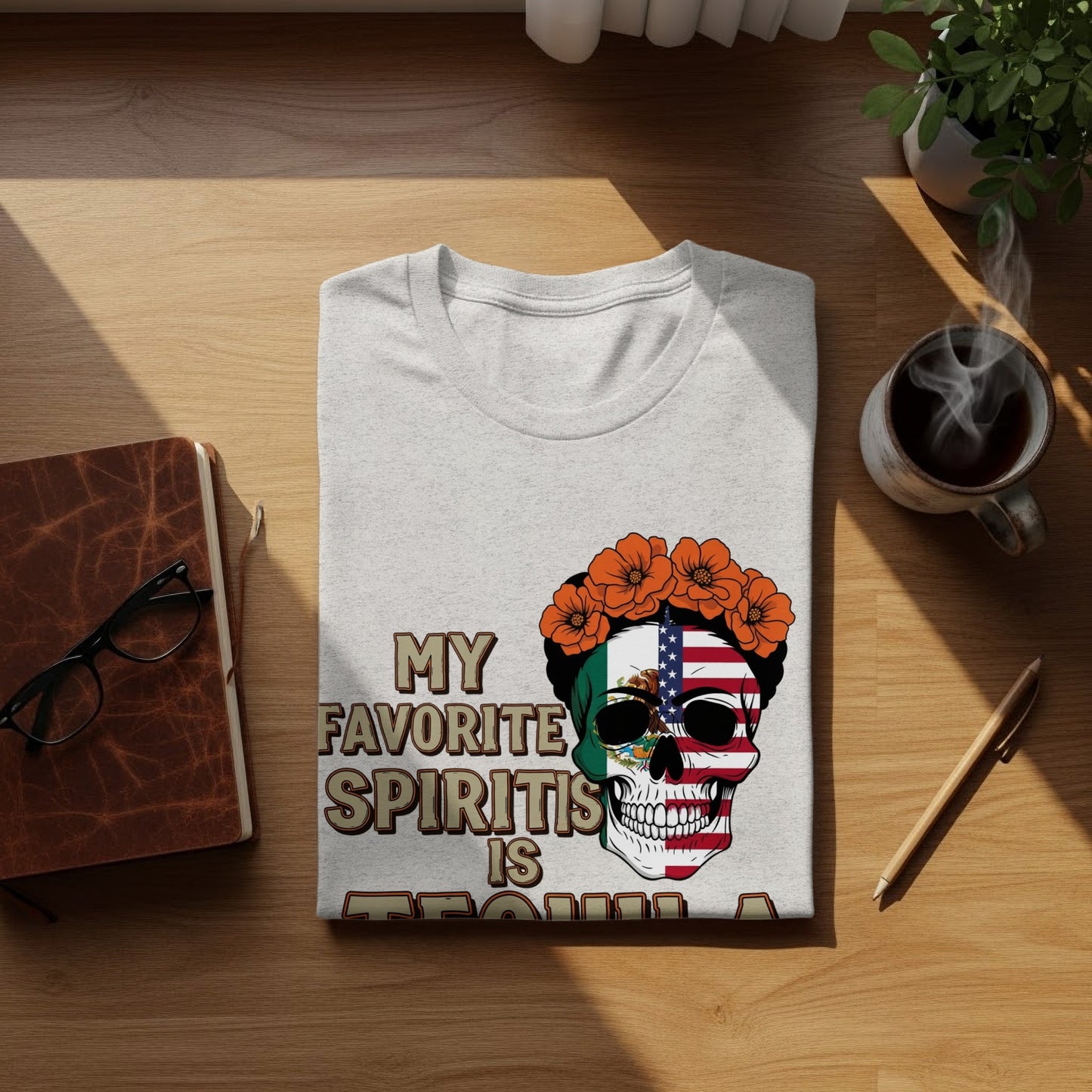 My Favorite Spirit is Tequila Skull Graphic T-Shirt product type