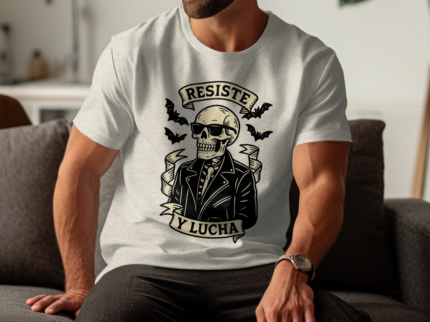 Resiste Y Lucha Skull Graphic Stylish Tee shirt product