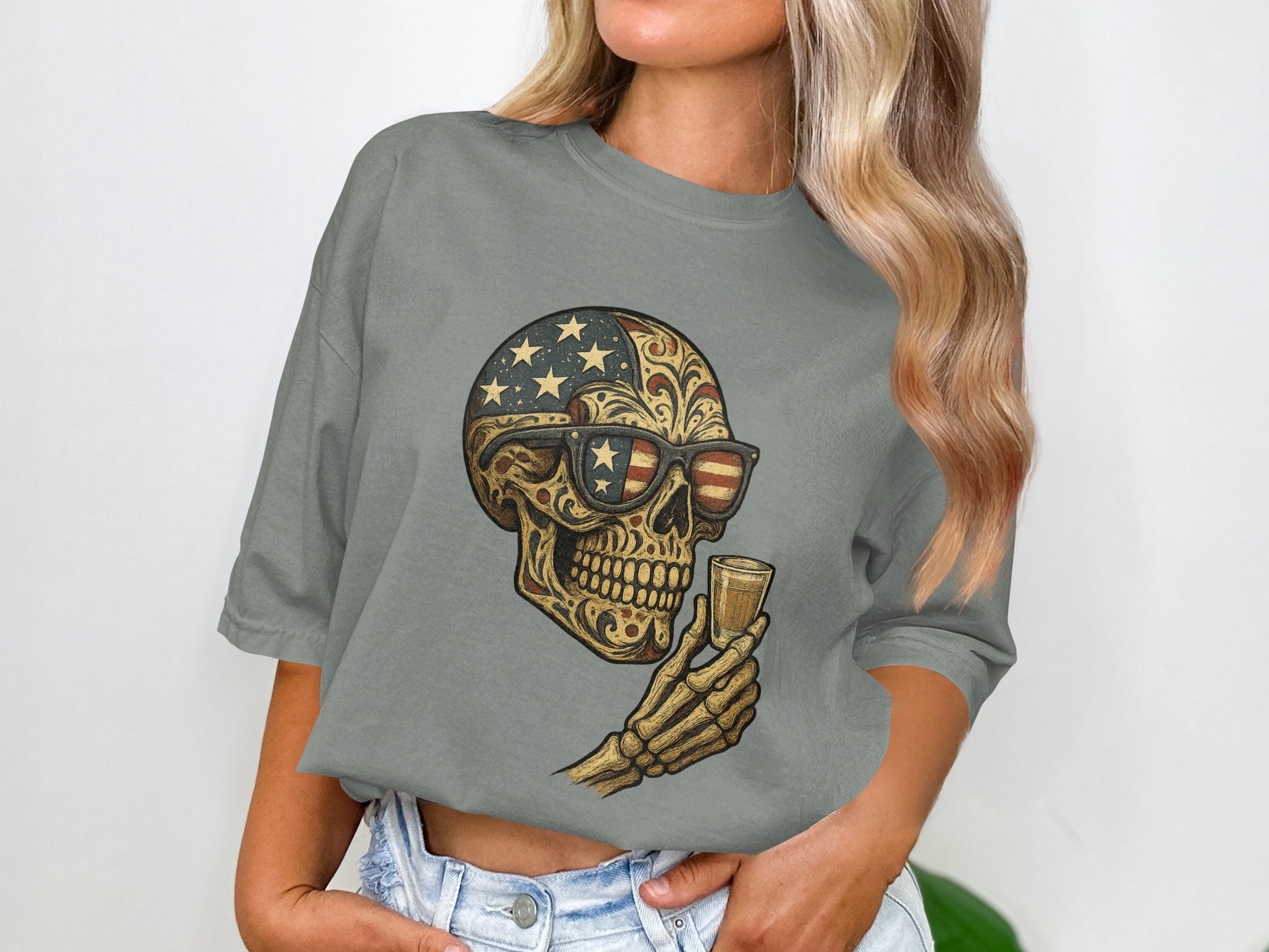 Skull with Sunglasses and Stars Graphic Tee product