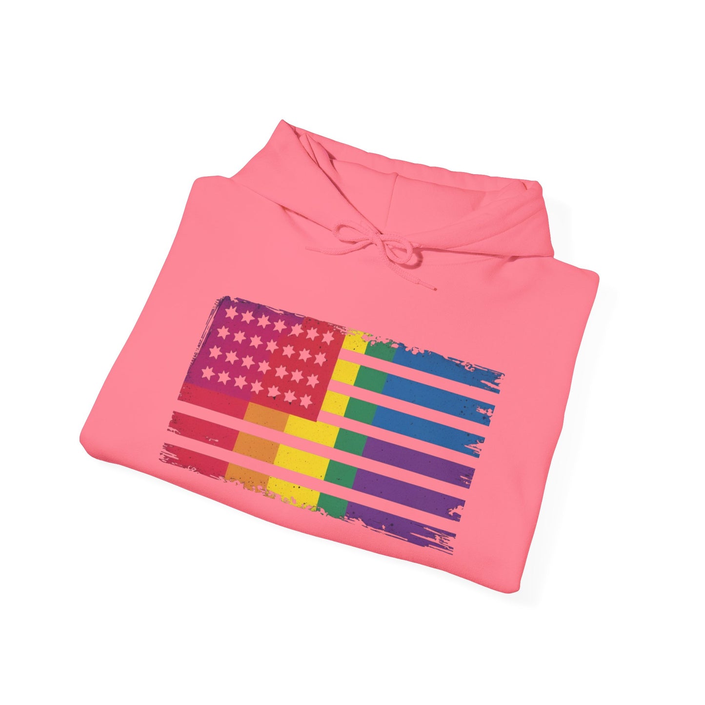 Pride American Flag Hoodie - Unisex Heavy Blend Sweatshirt