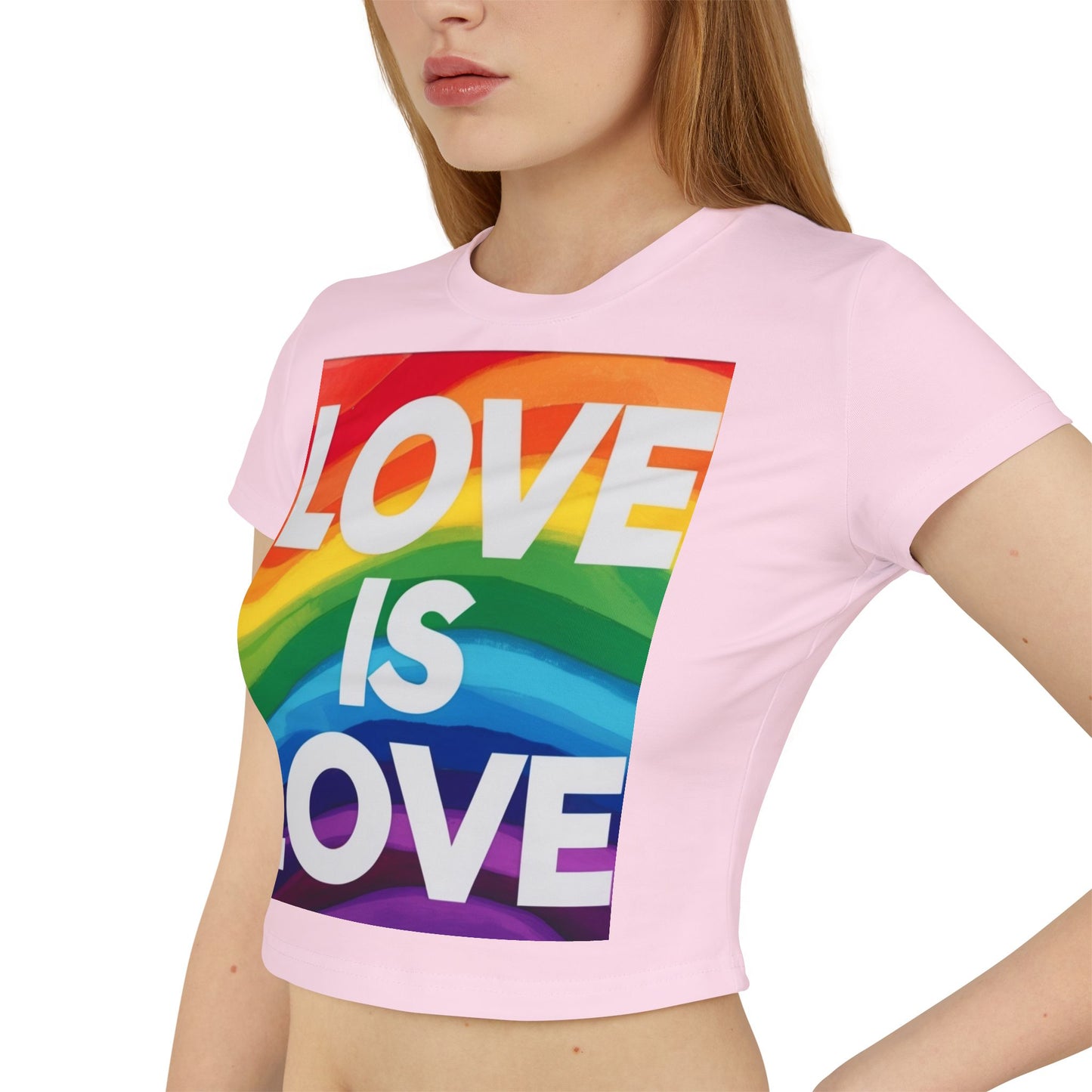 pride baby tee Women's Baby Tee - Love is Love Rainbow Pride T-Shirt