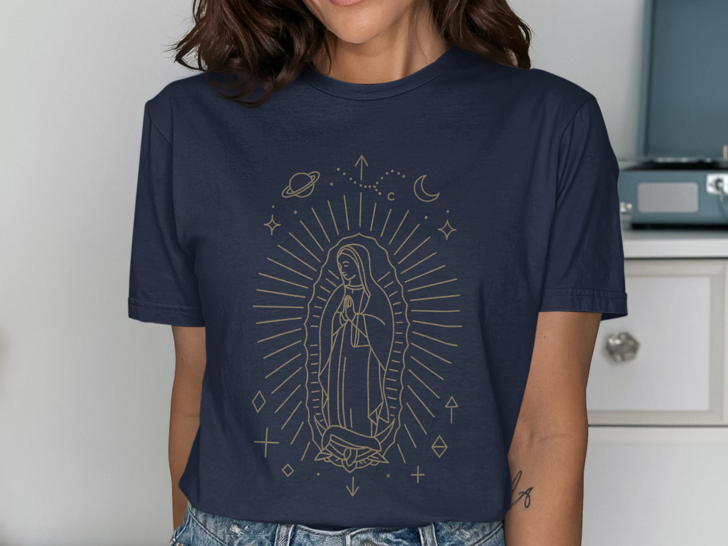 Celestial Virgin Mary Graphic T-Shirt women's product type