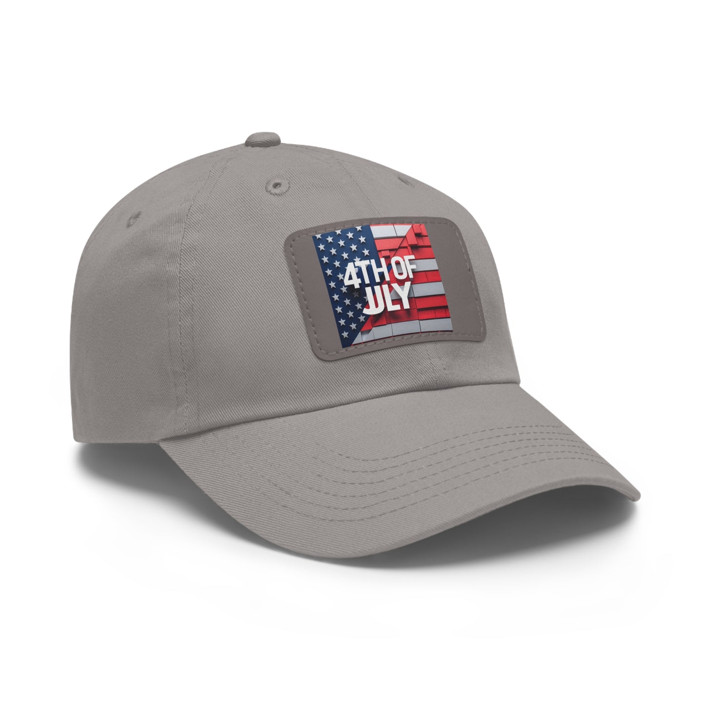 4th of July Dad Hat with Leather Patch - Patriotic Cap for Independence Day