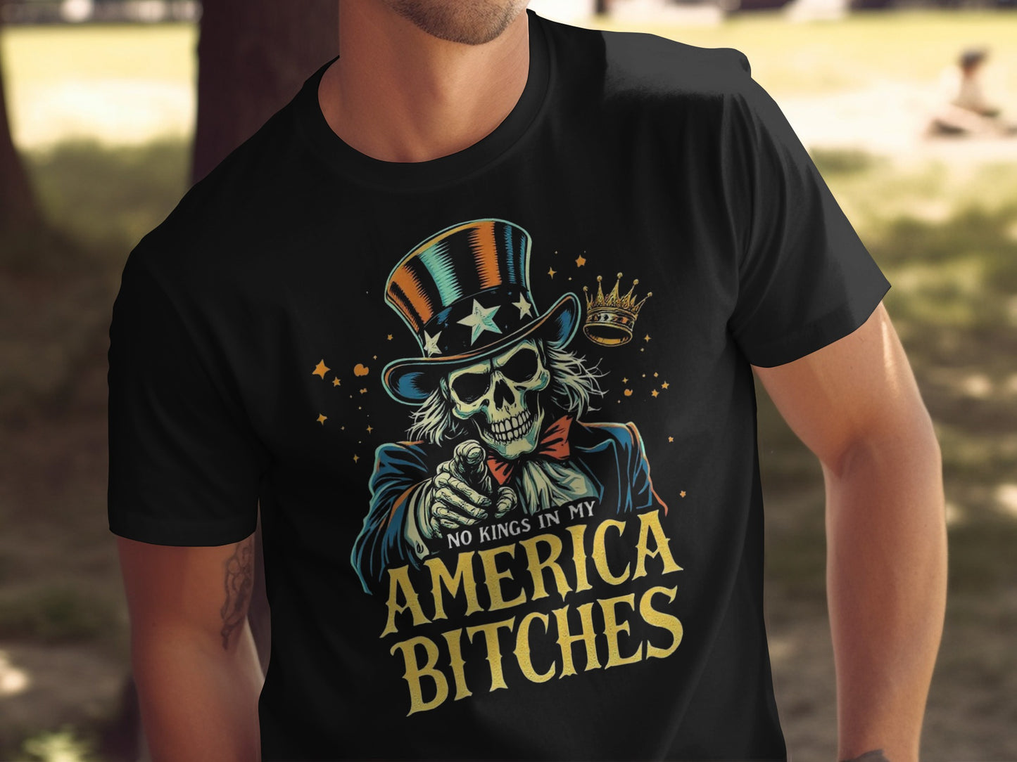 No Kings In My America Bitches Skull Graphic T-Shirt Product