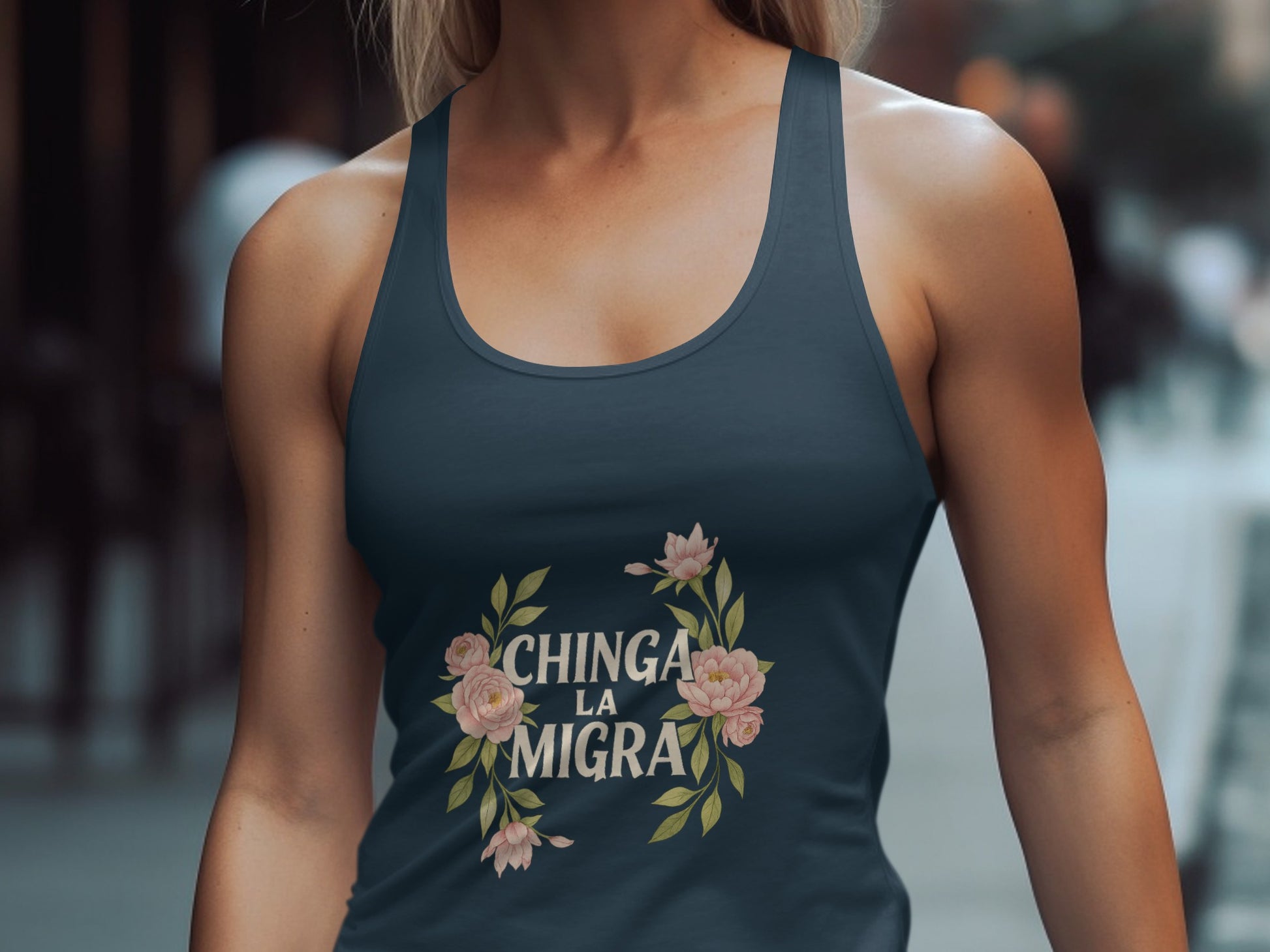 Chinga La Migra Floral Graphic Design Tank Top product
