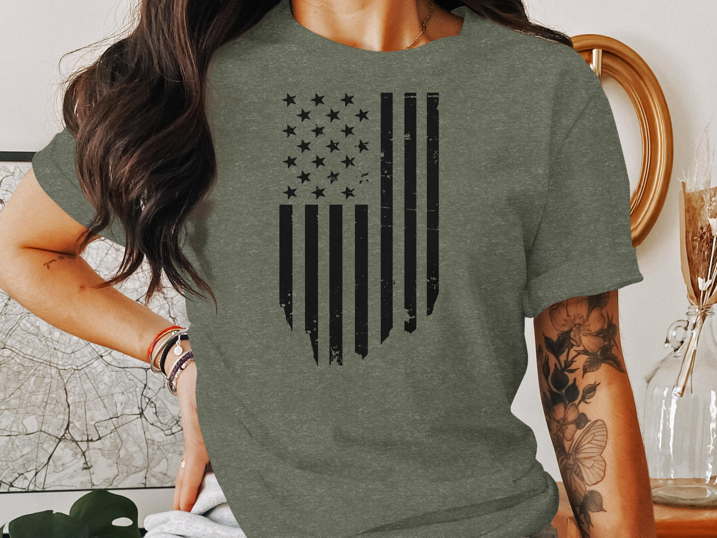 Distressed American Flag Graphic Printed T-shirt product