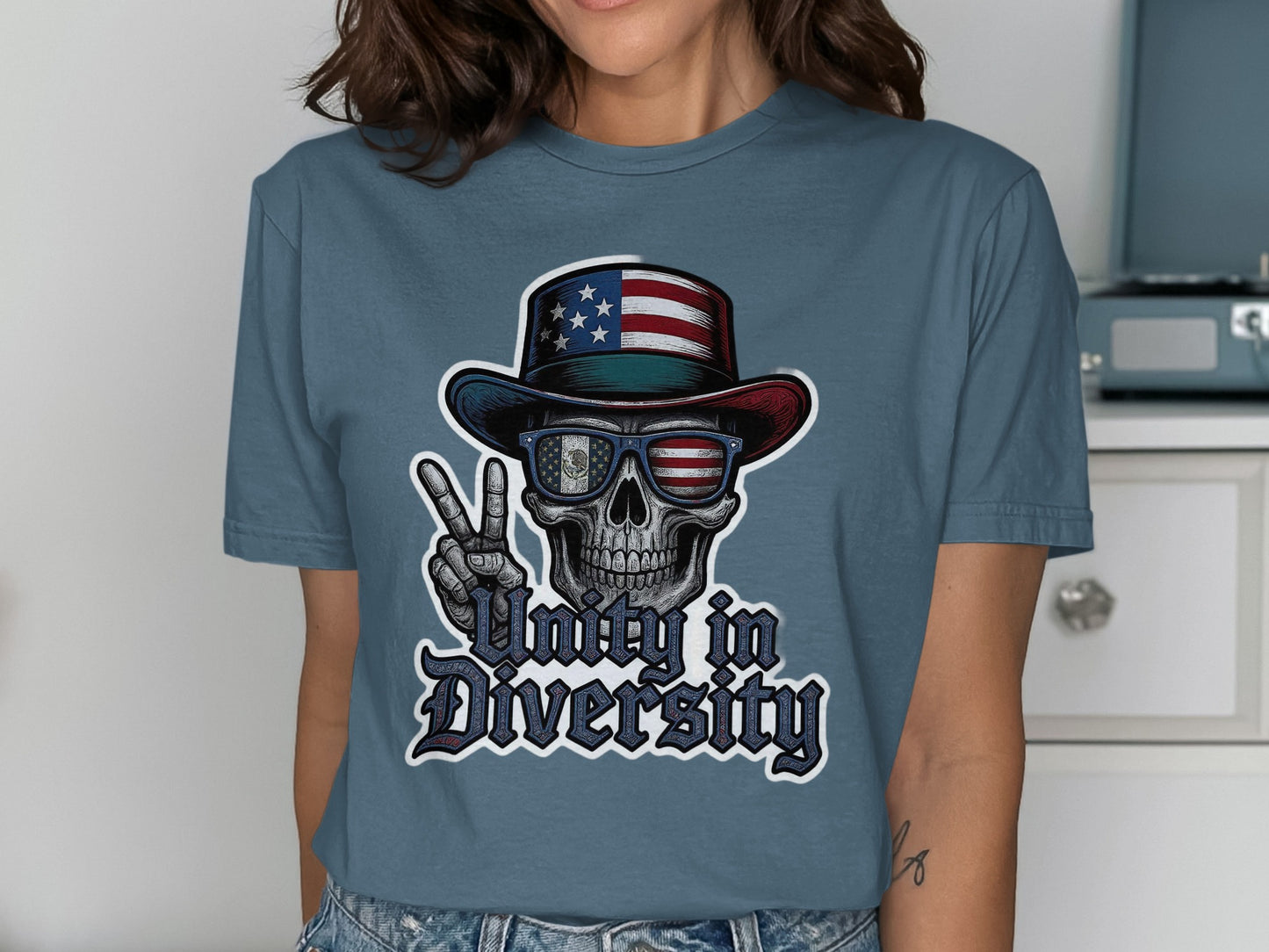 Unity in Diversity Skull Peace Sign Graphic T-shirt product