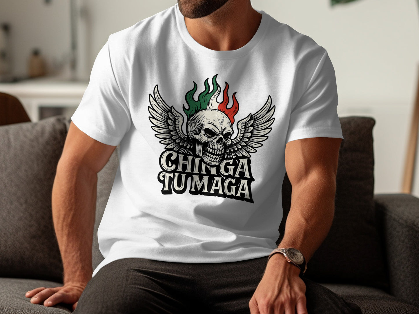 Winged Skull Chinga Tu Maga Printed T-shirt product