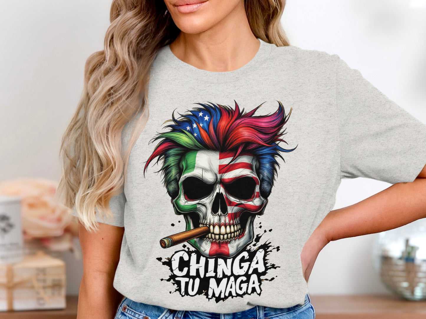 Chinga Tu Maga Skull Graphic T-shirt product type