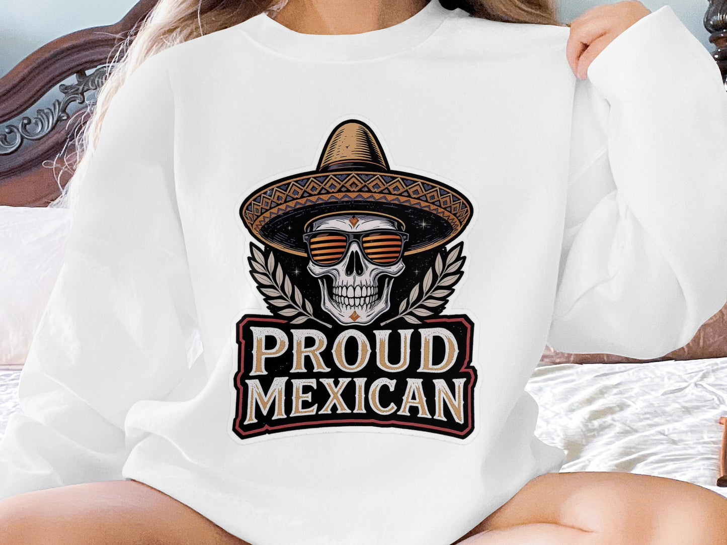 Proud Mexican Skull Print Sweatshirt product