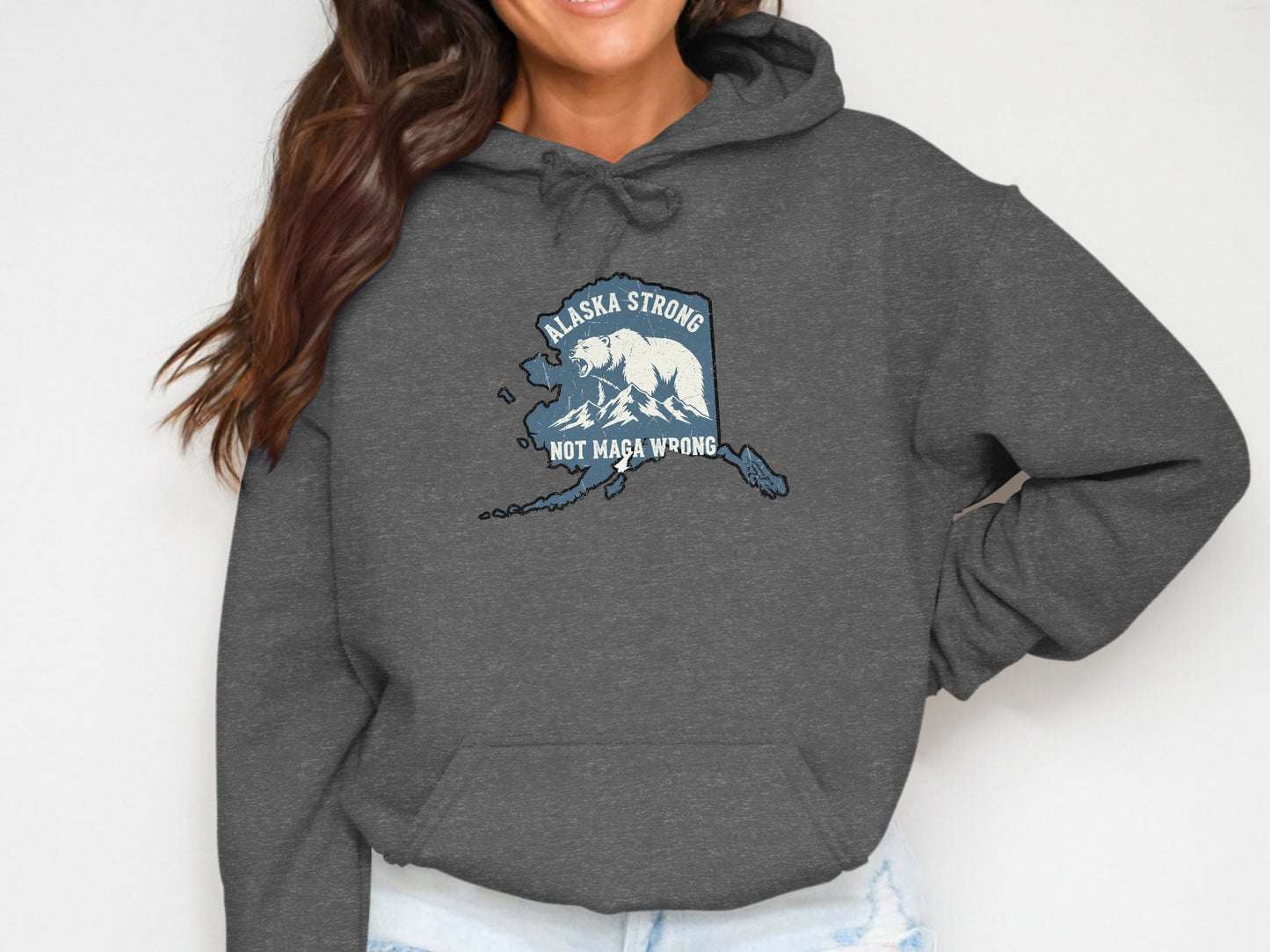 Alaska Strong Not Maga Wrong Map Hoodie product
