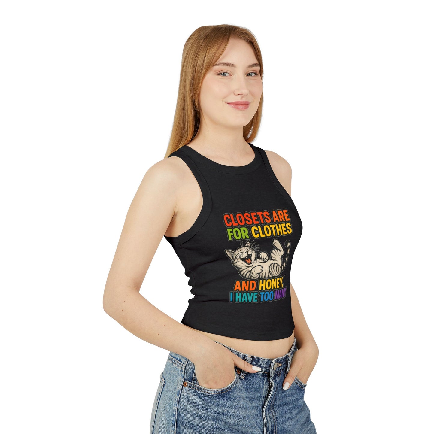 Pride Tank Top Funny Cat Love Women's Racer Tank Top - 'Closets Are For Clothes'
