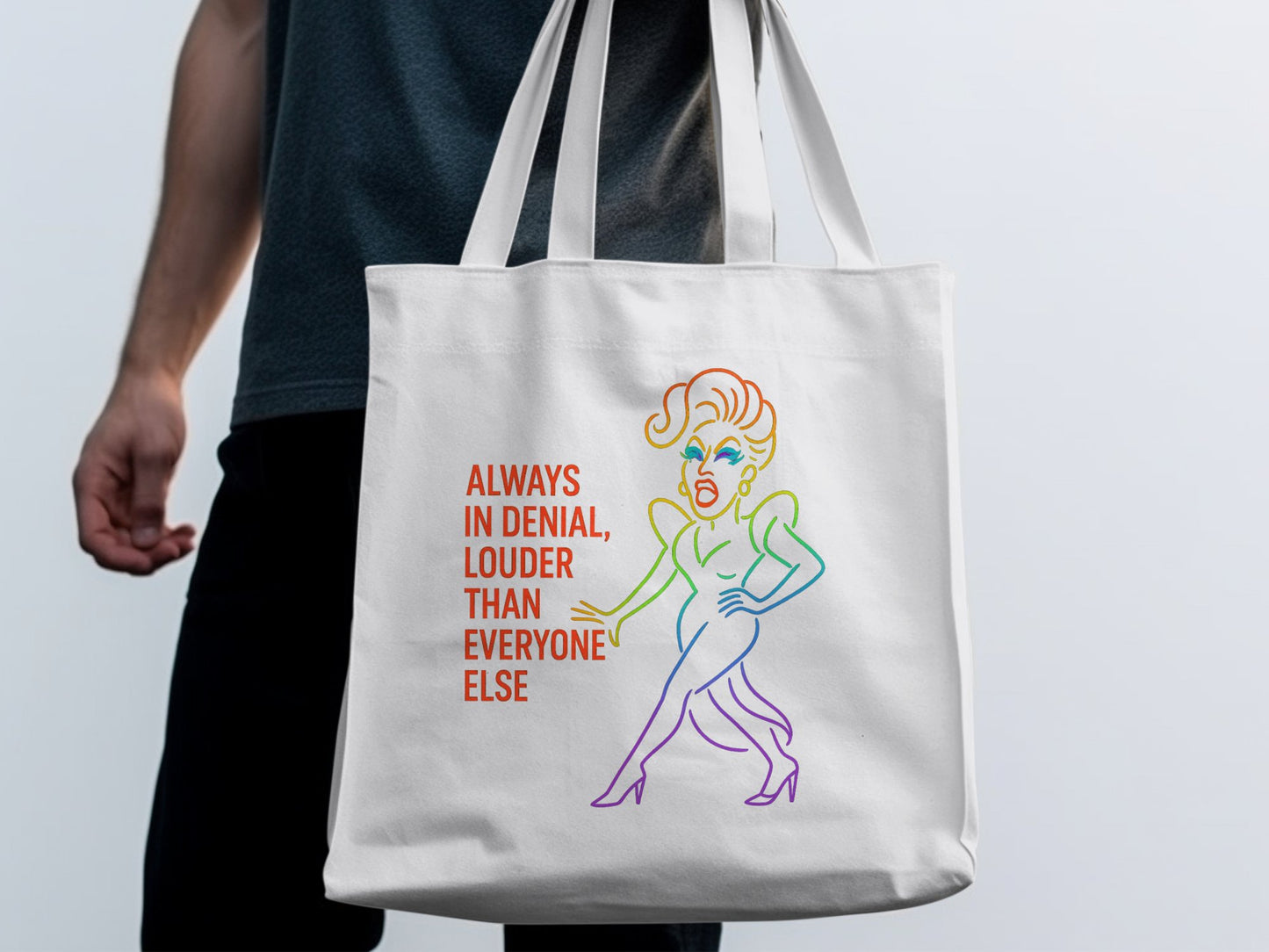 Always in Denial Louder Than Everyone Else tote product