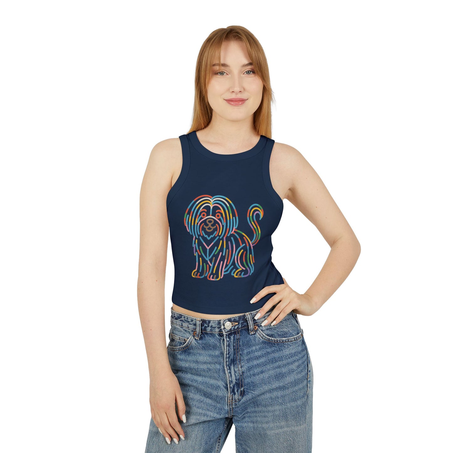 Pride tank top Colorful Dog Print Women's Micro Rib Racer Tank Top