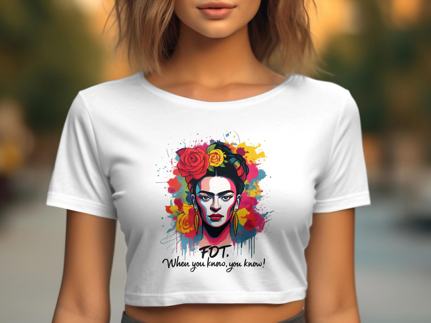 Colorful Artistic FDY Face Print Crop Top product type